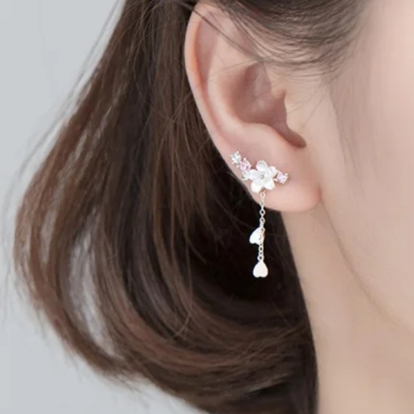 Flower Blossom Dangle Earrings - Picture 5 of 8